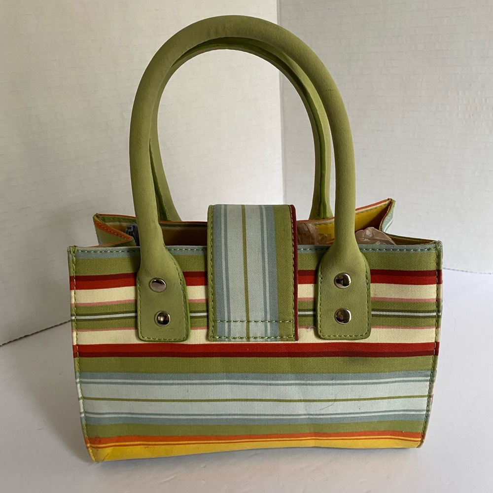 VTG SISTERS BY LONGABER GIRLS SUNFLOWER PURSE COLOR STRIPES. METAL STUDS BOTTOM - Picture 3 of 10